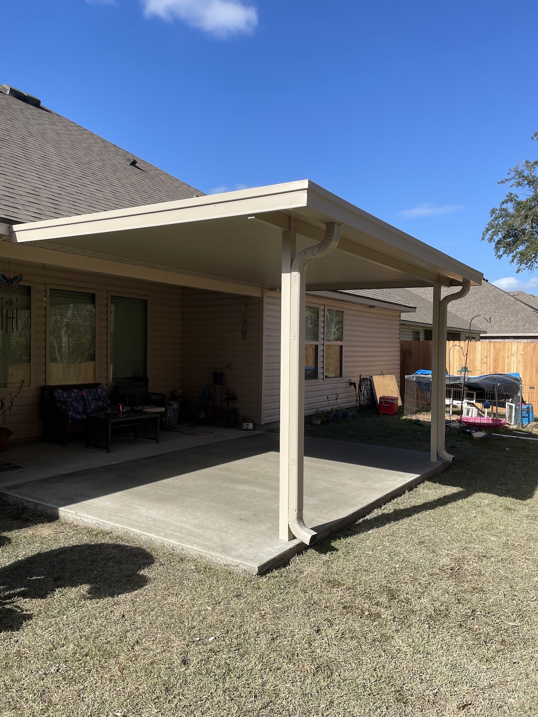 New Aluminum Patio Cover for Fresh Concrete Slab in Covington, LA